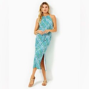Lilly Pulitzer Bingham Midi Dress in ‘Prism Blue Good Greef’ (XL)